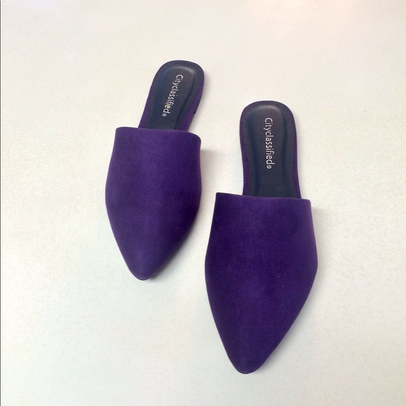 LAST PAIR Purple Mule Pointed Toe Slip Ons - Picture 4 of 7